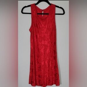 Vintage Red Jacquard Sleeveless Dress Size S/M Red Dark Romantic Goth Damask